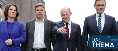 Annalena Baerbock, Robert Habeck, Olaf Scholz und Christian Lindner