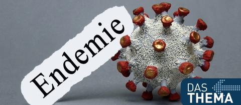 Sujet-Bild: Neben einem Corona-Modell steht "Endemie" geschrieben.