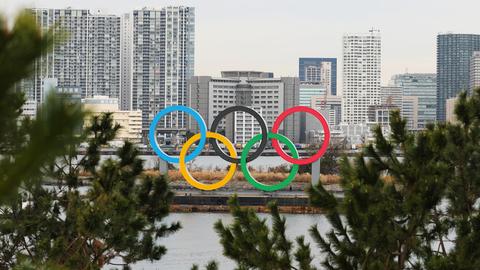 Die Olympischen Ringe in Tokio.