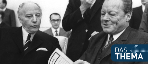 Der damalige Bundeskanzler Willy Brandt (r), der damalige Bundesaußenminister und Vizekanzler Walter Scheel (l) und der damalige Staatssekretär Egon Bahr (M) studieren Akten vor der Sitzung über die Billigung der Ostverträge im Bundesrat in Bonn.