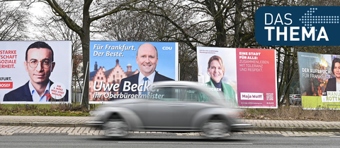 Wahlplakate zur OB-Wahl in Frankfurt