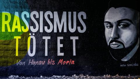 Ein Grafitti an einer Wand in Erinnerung an den Anschlag in Hanau