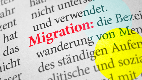 ein Textauszug aus einem Lexikon mit der Begriffserklärung für "Migration"