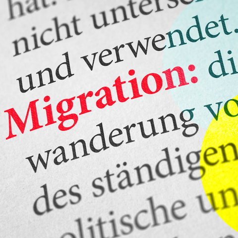 ein Textauszug aus einem Lexikon mit der Begriffserklärung für "Migration"