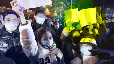 Menschen protestieren Ende November in Peking gegen die Null-Covid-Strategie der Regierung