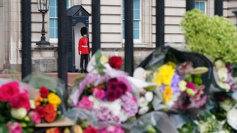 Blumen vor dem Buckingham Palace