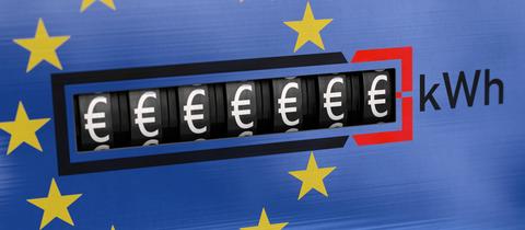 Sujetbild: Ein Stromzähler zeigt viele Eurozeichen.