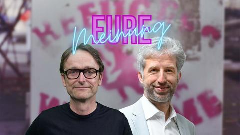 "Echt jetzt"-Host Oliver Günther (links) und Tübingens OB Boris Palmer