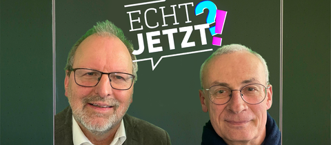 Heinz-Peter Meidinger, Präsident des Deutschen Lehrerverbandes, und "Echt jetzt?"-Host Jens Borchers