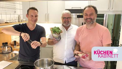Christoph Scheld, Stefan Bücheler und Riccardo Mastrocola im hr-iNFO Küchenkabinett