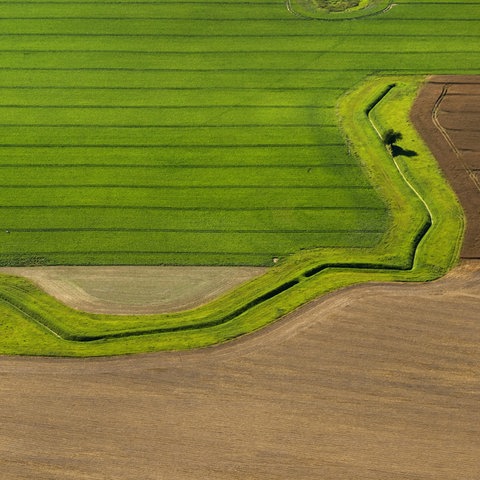 Entwässerungsgraben in einem Feld in Mecklenburg-Vorpommern